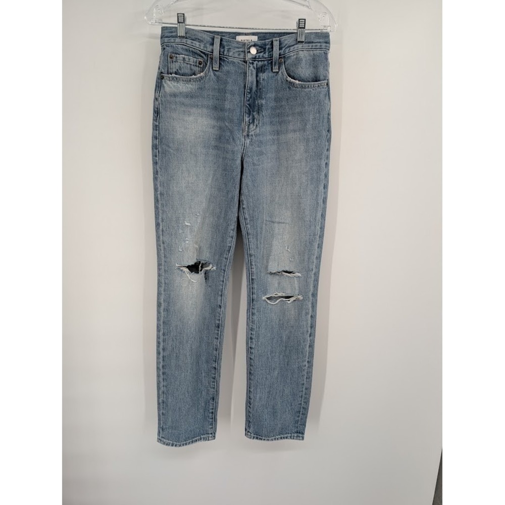 NWT Women's Pistola Stevie High Rise Relax Flair Blue Jeans‎ Distressed sz 27